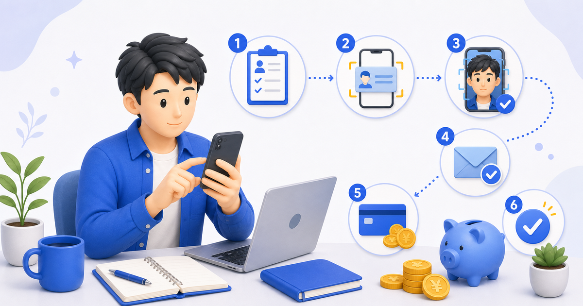 口座開設の流れ(全5ステップ)のイメージ図