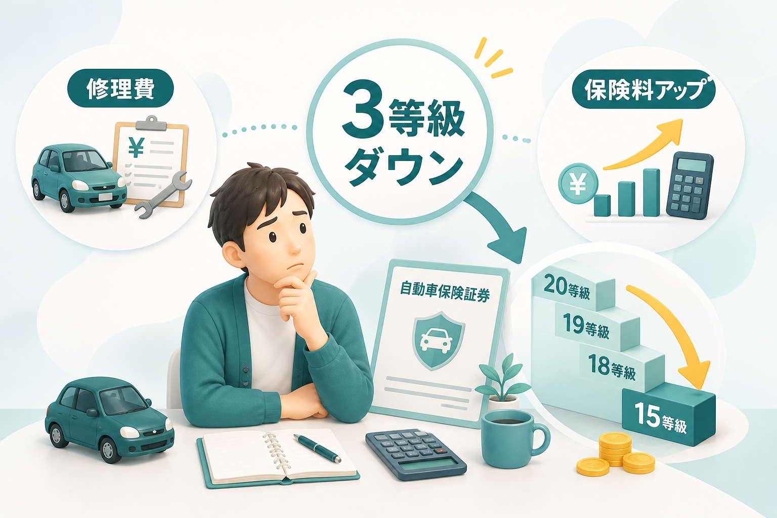 車両保険を外した理由と3等級ダウンのイメージ図