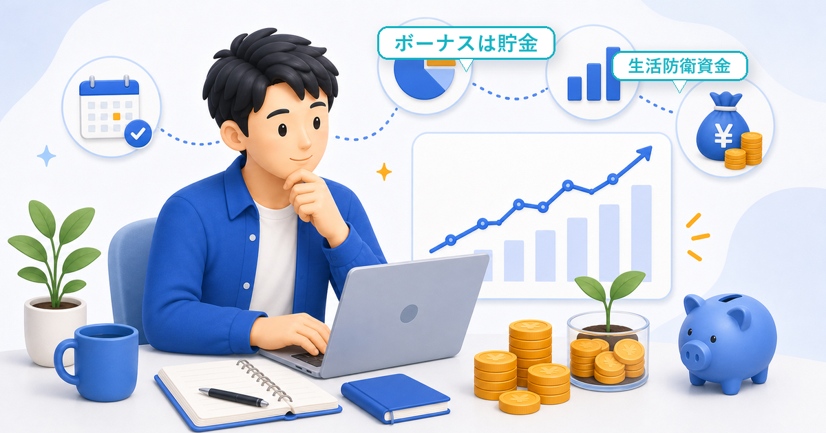 ボーナスは「ほぼ全額貯金」にしているのイメージ図