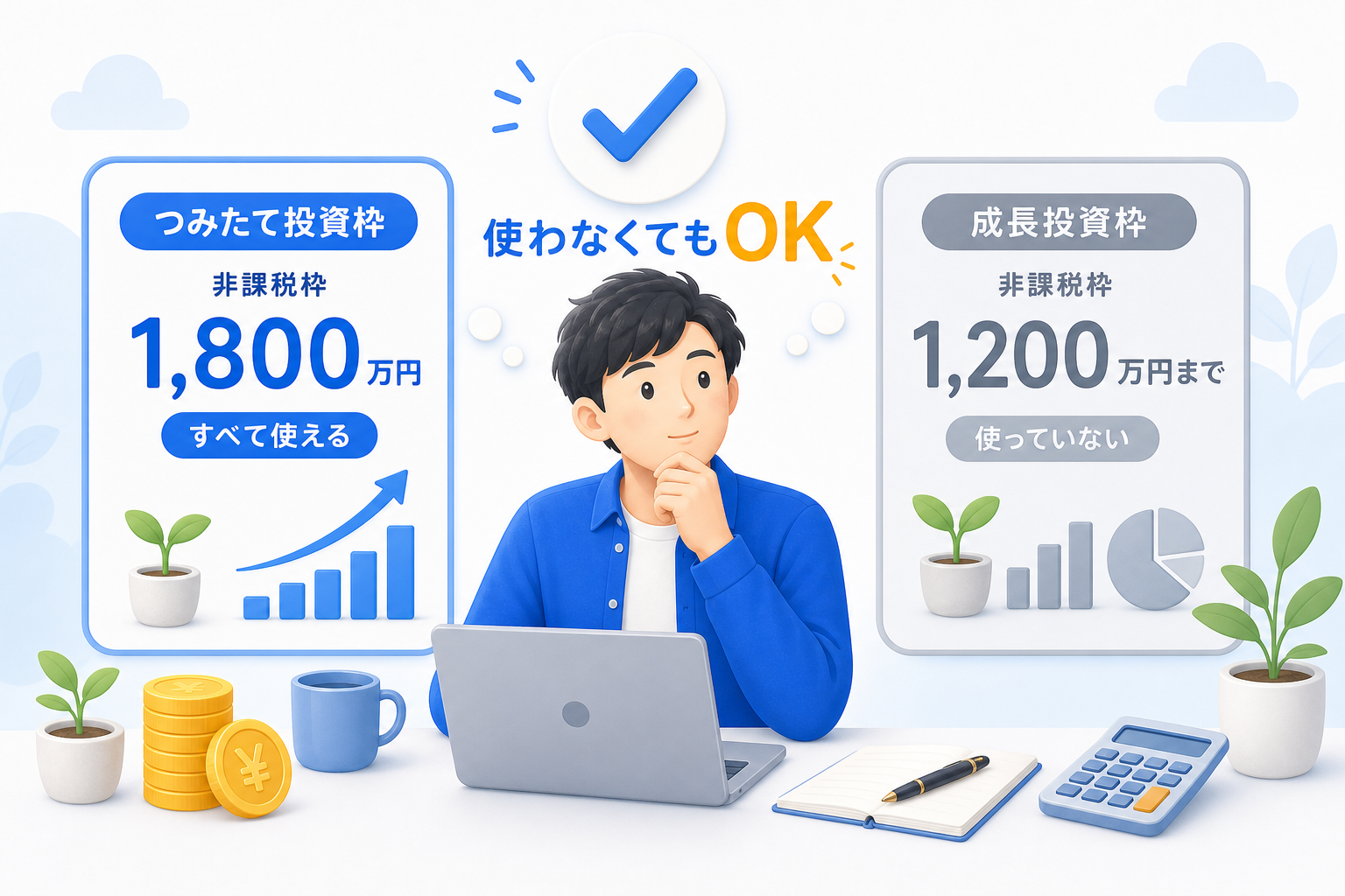 「成長投資枠を使わないと損」は本当かのイメージ図